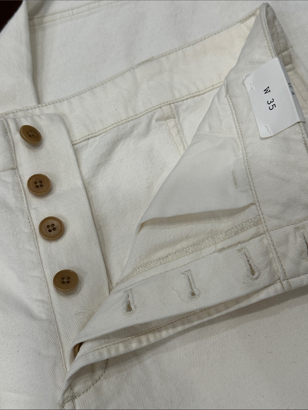 NEW MADEWELL Patch‎ Pocket Jeans in Summer Denim Relaxed Ecru Cream Wash Size 35 - Picture 6 of 8